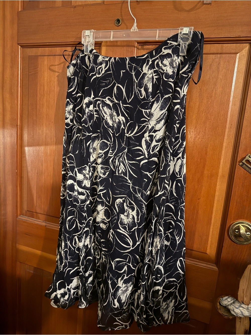 Lauren Ralph Lauren Black and White Floral A-Line Skirt